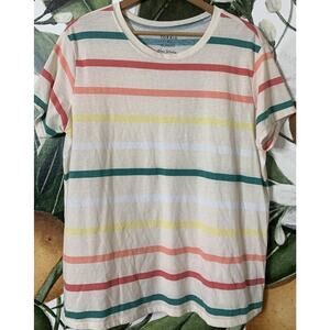 Torrid Size 0 US Large Relaxed Fit Striped Short Sleeve Tee Shirt Cotton Blend